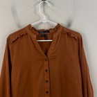 French Dressing Womens 6 Shirt Blouse Top Orange Long Sleeve Ruffle Button Woven