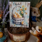 Shabby Primitive Antique Vintage Folk Art Style Chicks 4 Sale Easter Basket Sign