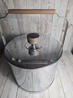 Vintage Atapco Chrome Ice Bucket  Lid  Tongs  Wood Accents