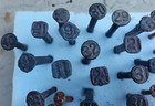 1909-1947 Round Indented Railroad And Pole Date Nails Total 44