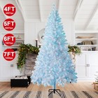 Christmas Tree Artificial Xmas Holiday 4ft-7ft With Blue Led Lights Metal Stand