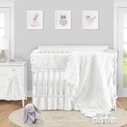 White Floral Rose Girl Baby Nursery Crib Bed Skirt Dust Ruffle - Solid Flower