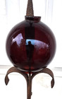 Rare Munson Fancy Scroll Lightning Rod Weathervane  W pigeon Blood Red Ball  1