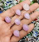 Antique Rose Quartz Gemstone 925 Sterling Silver Plated Bezel Rings Lot 10pcs