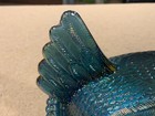 Indiana Glass Iridescent Greenish Aqua Blue Hen On Nest Covered Candy Dish 7   