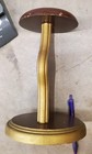 Vintage Wood Hat Wig Stand Millinery Display Brown Gold R Monogram 9  Art Deco