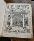 Antique 1870 Fashion Book Hardbound Demorest Illustrated 12month Engravings Rare