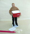 Miniature  town Square  Large Red Resin Cooler W loose Ice  Dollhouse 1 12