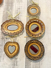 Set Of Vintage Ornate Brown Filigree Wall Mirrors With Ribbed Hangers