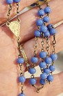 Blue Bead Antique Rosary Catholic Crucifix Silver Cross Christian Chain Necklace