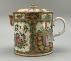 Large 19thc Chinese Export Famille Rose Porcelain Barrel Form Coffee Pot   Cover