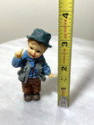 Dollhouse Miniature Doll Little Boy In Hat   Vest 1 12 Resin Figure Rare