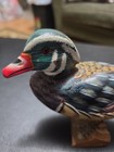 Vintage Hand Carved And Painted Wood Duck Figurine 1980 Pacific Rim Carvers