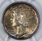 1943-s Mercury 10c Silver Dime Pcgs Ms 65 Fb Full Bands