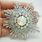 Bride Pretty Snowflake Flower Clear Ab Rhinestone Crystal Bride Wedding Brooch