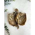 Antique Art Nouveau Lady Gilded Bronze Brass Dish   Dancing Nude Woman