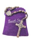 St Benedict Wood Rosary Cord Beaded Chaplet Wood Beads Saint Medal   Cross 