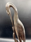 Vtg Hand Carved Horn Heron Bird Chick Sculpture Art Deco Figurine 12 5    Decor