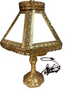 Vtg  Art Nouveau Tiffa-mini Gold Filigree   Slag Glass  Table Lamp Stunning 