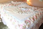 Vintage Shabby Cottage Chic Puffy Comforter Floral Full 80x98 Envelope Shams