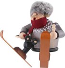 New In Box - Kwo Sitting Skier - German Christmas Smoker   Incense Burner