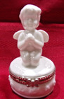 Lot  4  Vintage Hinged Keepsake Trinket Boxes Teapot Angel Snowman Rhinestone
