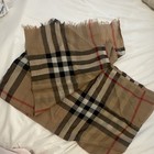 Burberry Beige Check Fringe Rectangle Scarf Wrap - Black Red White
