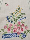 2 Vtg Hand Embroidered Linen Floral Fingertip Finger Guest Hand Tea Towels