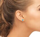 925 Solid Sterling Silver Round Cut Turquoise Studs Earrings Unisex Men Women