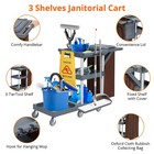 Janitorial Trolley Cleaning Cart With 16-gallon Pvc Bag And Cover
