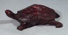 Vintage Chinese Antique Style Hand Carved Red Wooden Turtle With Glass Eyes 