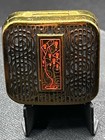 Vtg Lanchere Flair Powder Full In Box Compact Hollywood Regency Style Gold Tone