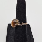 Vintage Sterling Silver 925 Tigers Eye Oval Cabochon Ring Size 4 5 Signed P