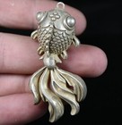 Rare Old Chinese Miao Silver Feng Shui Goldfish Luck Amulet Pendant 6cm