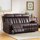 Canmov Faux Leather 3 Seat Manual Recliner Sofa Chair  3 Seater Reclining Couch