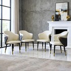 Modern Pu Leather Dining Chairs Set Of 2 Beige Ergonomic Design