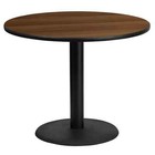 36  Round Walnut Laminate Table Top With Base - Table Height Restaurant Table