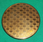 Large Gold Tone Art Deco Vintage Make Up powder Mirror Compact - Unused