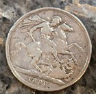 1889 Great Britain Queen Victoria Jubilee Saint George Horse Silver Crown Coin