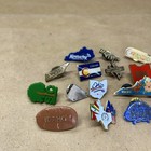 Usa State And City Lapel Pins - Gold Tone  Plastic   Enamel - Lot Of 17 Pieces
