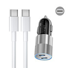 Pd 40w Dual Usb-c Fast Car Plug Type C Cord Charger For Iphone 15 16e 17 Samsung