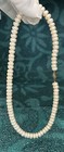Vintage Cultured Pill Pearl Necklace 14k Gold Box  hook Clasp 17 5 
