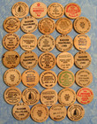 Lot Of 33 Vintage Wisconsin Wooden Nickels Tokens Wood Coin Collection Wi