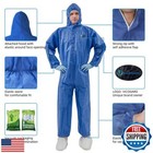 Vicogard Protective Overalls Disposable Coveralls  Front Zipper Elastic Waist