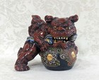 Antique Kutani Ceramic Shishi Lion Statue Japanese Figurine Guardian 5 1 Inch