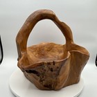 Stunning Hand Crafted Live Edge Burl Wood Basket W handle