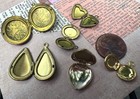 Vintage Mostly Brass Aged Metal Lockets Charms Lot 6