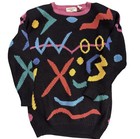 Vintage 80s Bonnie Boerer Oversized Abstract Graphic Sweater Geometric Size M
