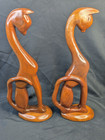 Primitive Hand Carved Folk Art Wooden Sitting Siamese Cats 16   