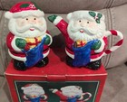 Vintage Christmas Santa Claus Cream And Sugar Set  5    Adorable Ceramic Pieces